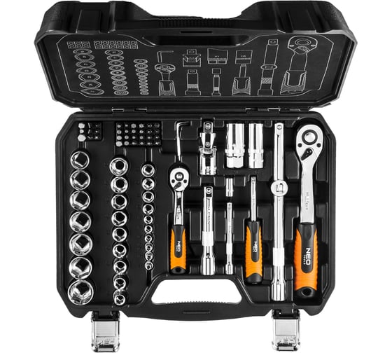 Сменные головки 73 шт. 1/2 1/4 CrV NEO Tools 08-673 1