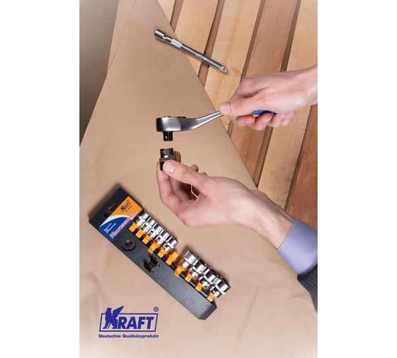 Набор торцевых головок и принадлежностей 3/8 Dr 12 предметов KRAFT KT 700319