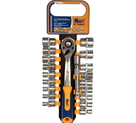 Набор торцевых головок и принадлежностей 1/2 Dr 6 гр и E-star 20 предметов KRAFT KT 700691