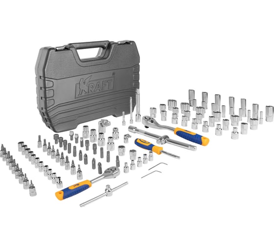 Набор инструмента 1/2 Dr и 1/4 Dr 107 предметов с 12 гранным головками KRAFT KT 700869