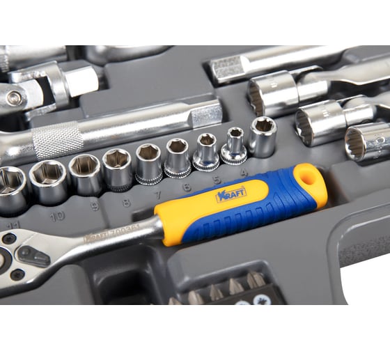 Набор инструмента 1/2 Dr и 1/4 Dr 77 предметов KRAFT KT 700304
