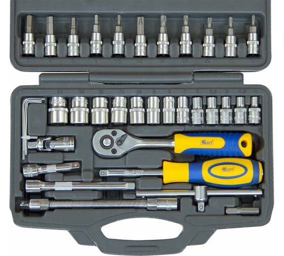 Набор инструмента 1/4 Dr 46 предметов пластиковый кейс+блистер KRAFT KT 700618