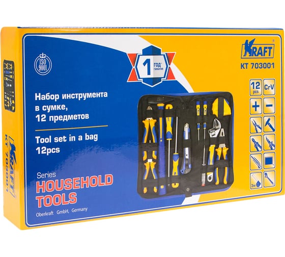 Набор инструмента 12 предметов сумка KRAFT KT 703001