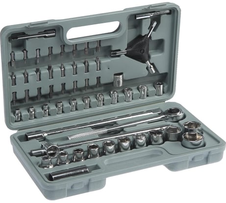 Набор инструментов ТУНДРА в кейсе, автомобильный, 1/2 и 1/4, 54 предмета 5200496