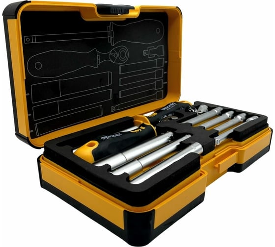 Набор стержней M-TEC с трещоткой и отверткой 1/4" Felo ERGONIC в кейсе, 10 шт 05781006