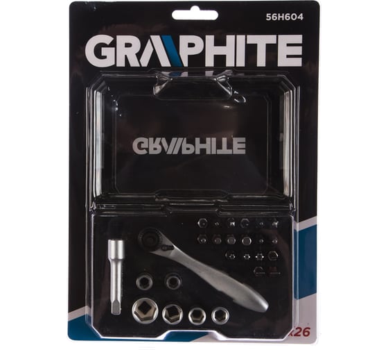 Набор бит и торцевых головок 26 шт. GRAPHITE 56H604