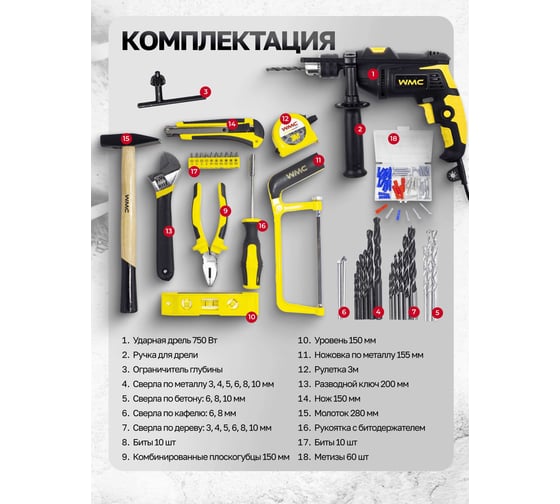 Набор инструмента WMC TOOLS 96 предметов WMC-1096(50436)