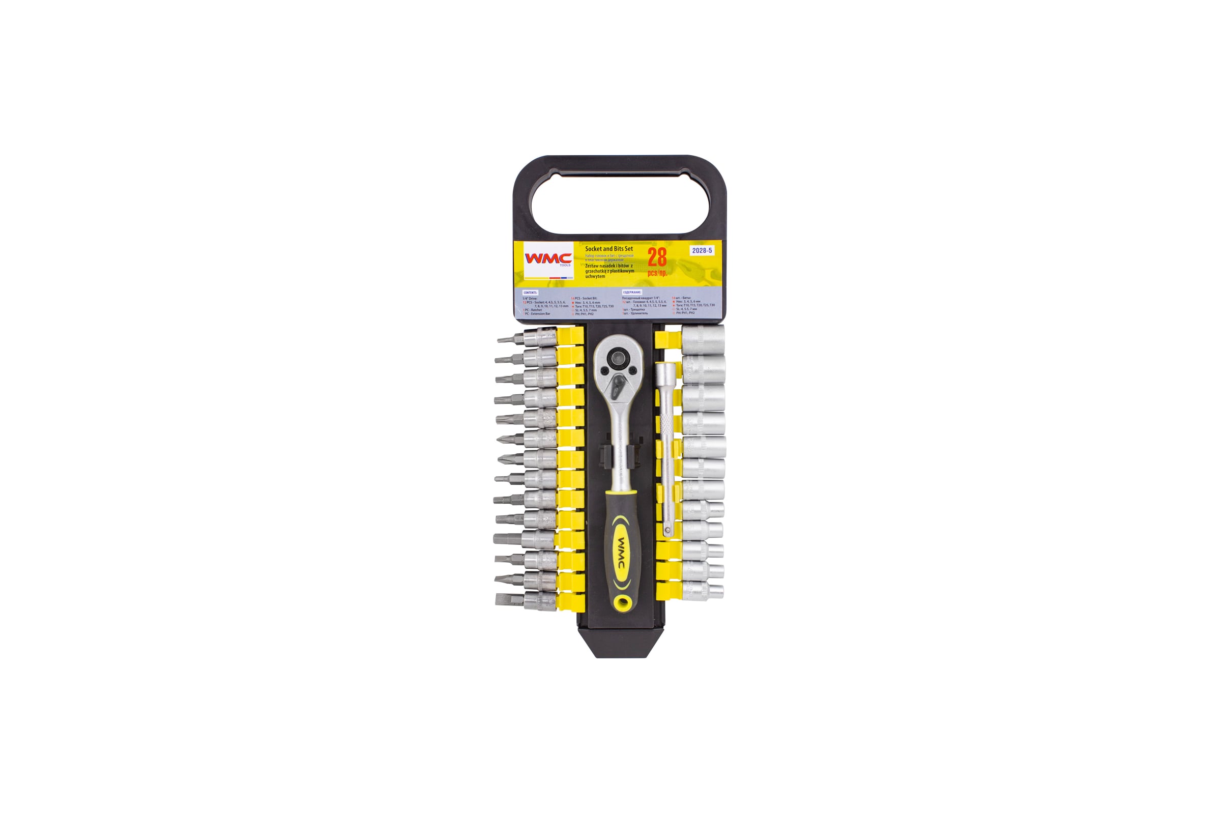 НаборторцевыхголовокибитстрещоткойWMCTOOLS1/4"28предметовWMC-2028-5(51204)