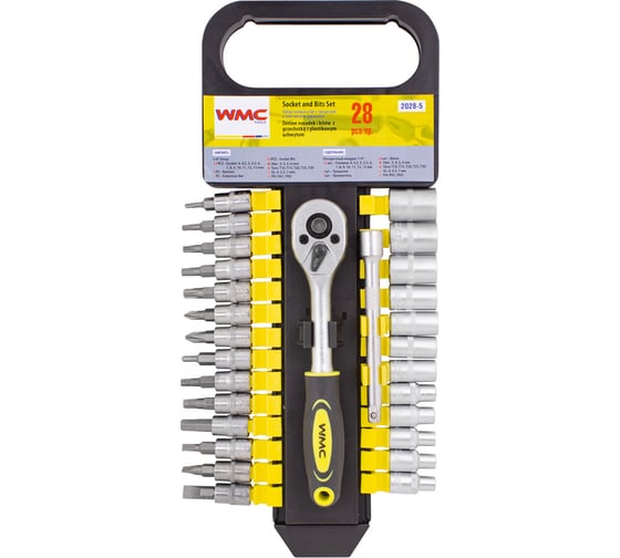 Набор торцевых головок и бит с трещоткой WMC TOOLS 1/4" 28 предметов WMC-2028-5(51204)