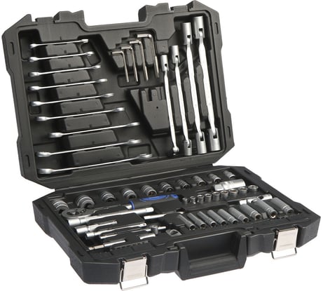 Автомобильный набор инструментов в кейсе ТУНДРА CrV, 1/2", 1/4", 3/8", 80 предметов 881827
