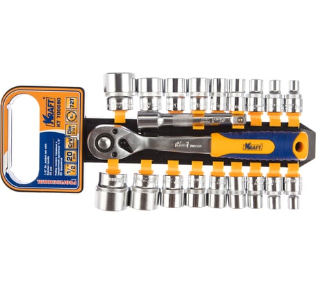 Набор торцевых головок и принадлежностей (20 шт; 1/2" Dr; 8-32 мм) KRAFT KT 700690