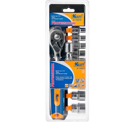 Набор головок торцевых и принадлежностей KRAFT 1/2 Dr 12 предметов KT 700318