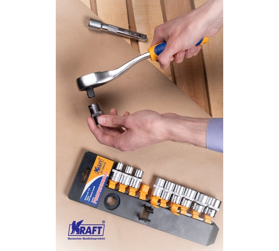 Набор головок торцевых и принадлежностей KRAFT 1/2 Dr 12 предметов KT 700318