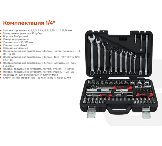 Набор инструментов Gigant Professional 1/2" и 1/4" 82 предмета, сталь Cr-V GPS 82