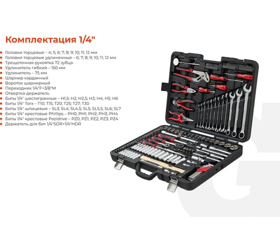 Набор инструментов Gigant Professional 1/2", 3/8" и 1/4" 150 предметов, сталь Cr-V GPS 150