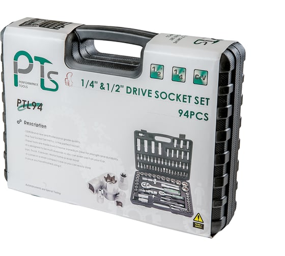 Набор инструментов, 94 предмета, 4-32мм, 1/4", 1/2", 6-гр AIST PTL94 00-00023507