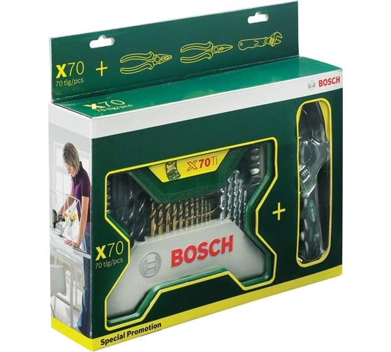 Набор принадлежностей + набор плоскогубцев Bosch X-Line 70Ti2607017197