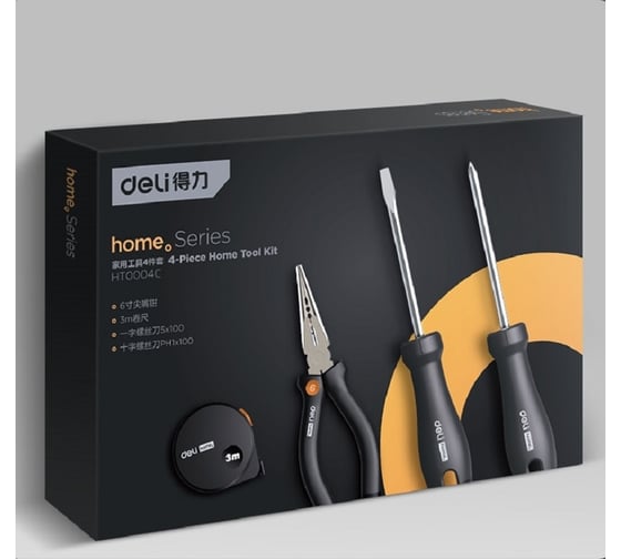 Набор ручного инструмента DELI HOME SERIES GRAY HT0004C 4 предмета 130340