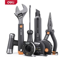 Набор ручного инструмента DELI «Home Series Gray» HT0008C 8 предметов, эксклюзивный дизайн, софттач пластик, подарочная упаковка 130344