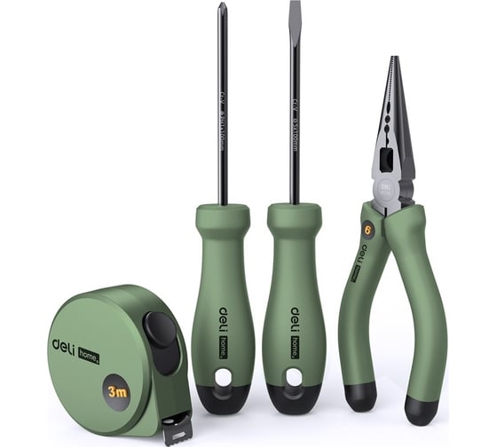 Набор ручного инструмента DELI HOME SERIES GREEN HT0004L 4 предмета 130339 1