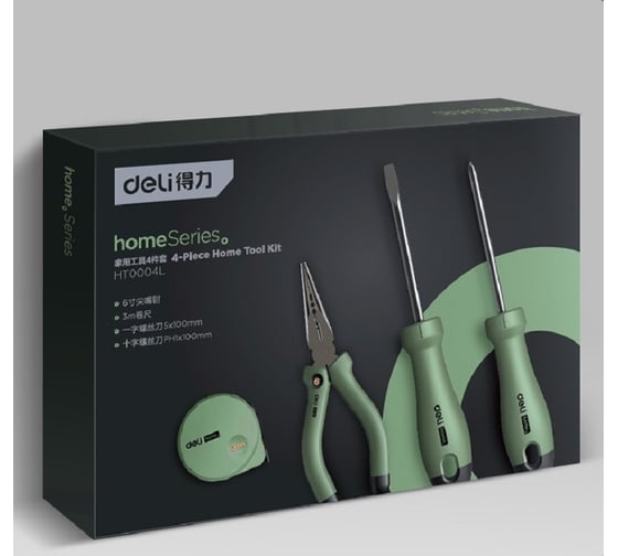 Набор ручного инструмента DELI HOME SERIES GREEN HT0004L 4 предмета 130339