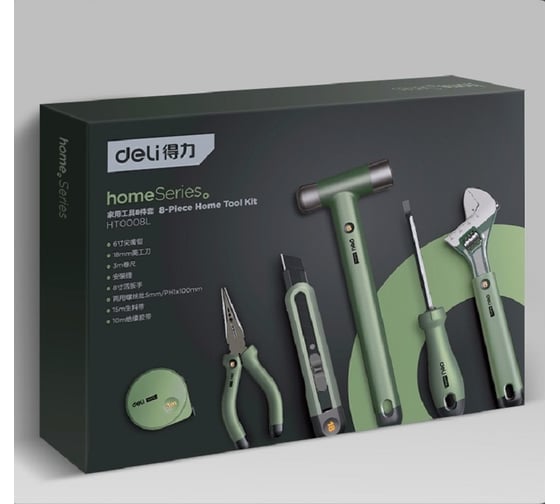 Набор ручного инструмента DELI Home Series Green HT0008L 8 предметов 130343