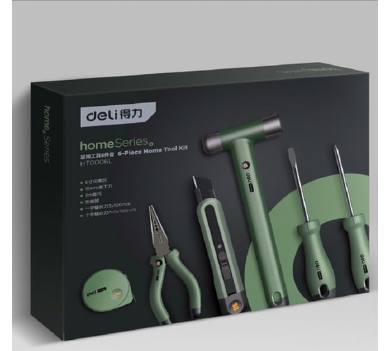 Набор ручного инструмента DELI HOME SERIES GREEN HT0006L 6 предметов 130341