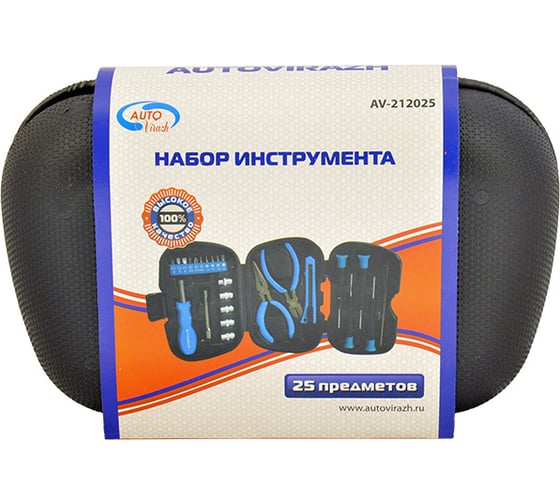 Набор инструмента 25 предметов 1/4DR, CrV AUTOVIRAZH AV-212025