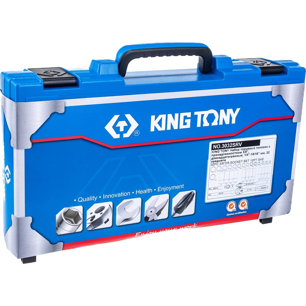 Наборторцевыхголовокспринадлежностями3/8"KINGTONYдвенадцатигранные,1/4"-15/16"мм,323032SRV