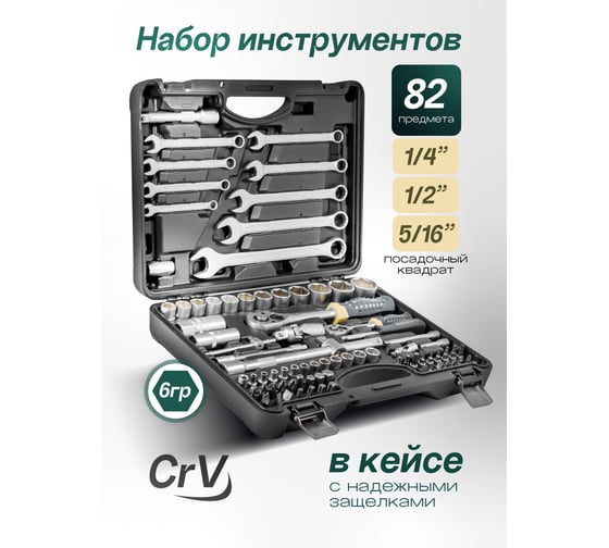 Набор инструмента Rockforce 1/2 & 1/4DR 6-гранный 82 предмета RF-4821-5(4218)