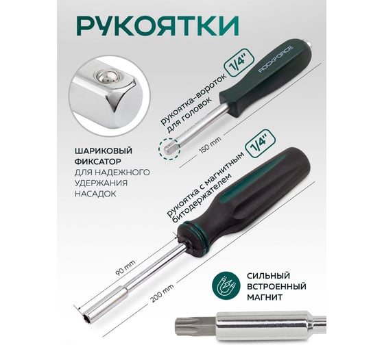 Набор инструментов Rockforce 1/2" 1/4" 3/8" с 6 и 12-гранными головками 216 предметов RF-38841(47698) RF-38841 /Premium/(47698)