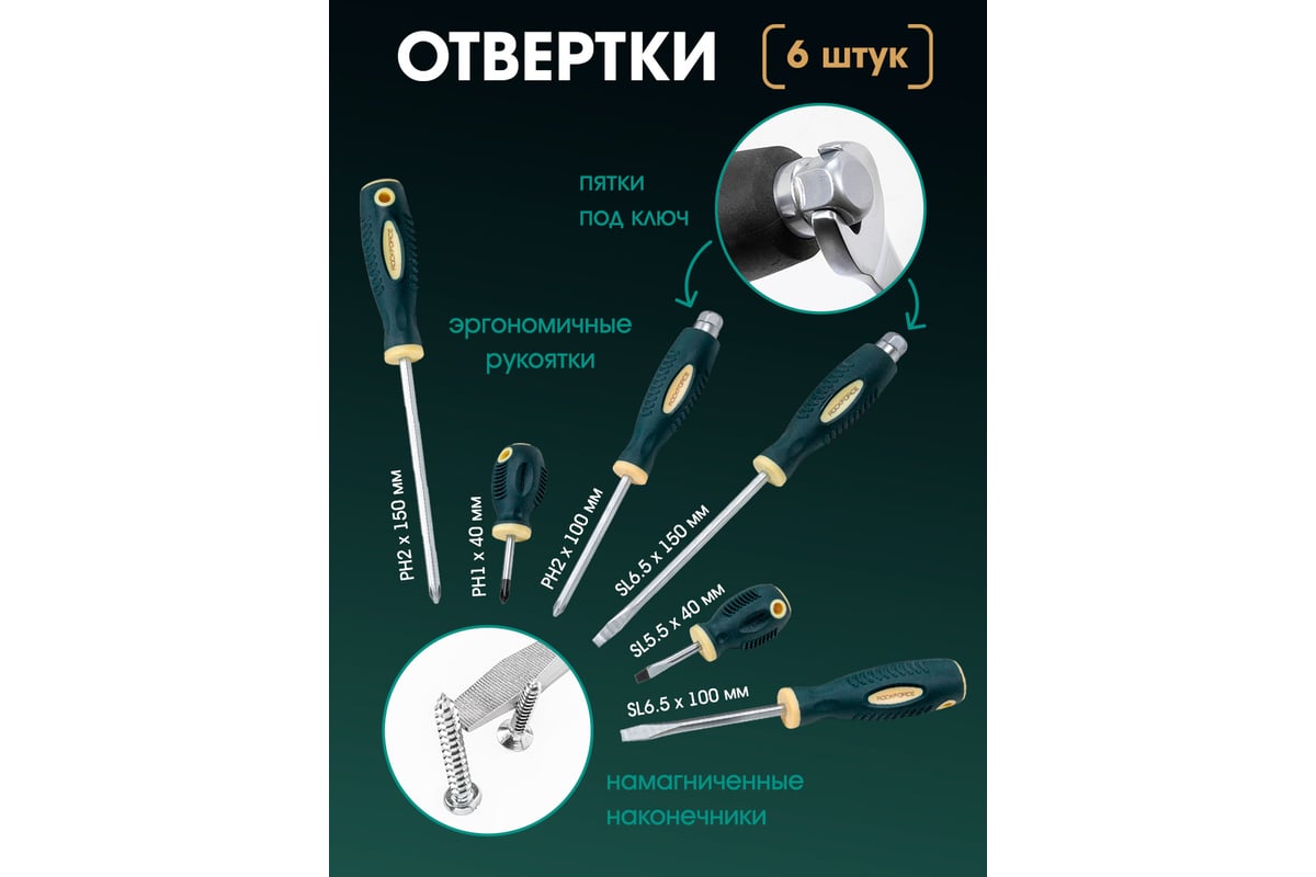 Набор инструмента Rockforce 142+6 предметов 1/4", 3/8", 1/2" RF-41421-5 ...