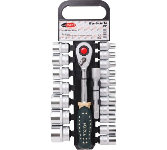 Набор торцевых головок с трещоткой Rockforce 1/2 DR 6-гранных 19 предметов RF-019-5MSA(11864) 1