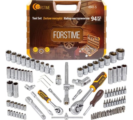 Набор инструментов FORSTIME 94 пр.1/4'',1/2''(6гр.)(4-32мм) FT-4941-5(52554)