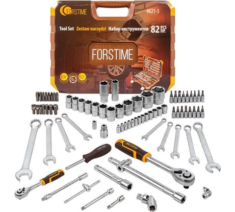 Набор инструментов FORSTIME 82пр.1/4'',1/2''(6гр.)(4-32мм) FT-4821-5(52555)