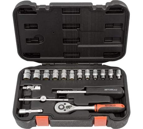 Набор торцевых головок АвтоDело 1/4" DR 17 предметов 39917 13700