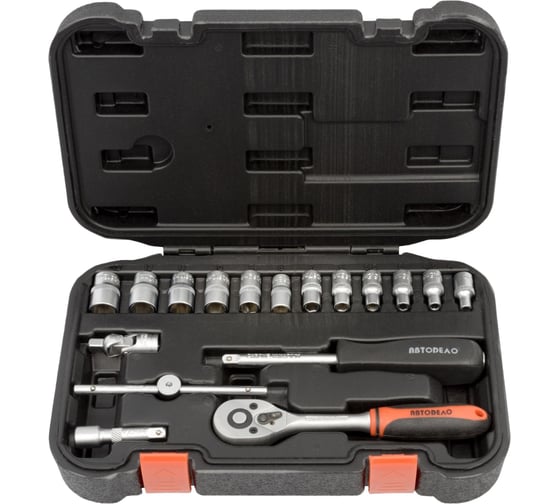 Набор торцевых головок АвтоDело 1/4" DR 17 предметов 39917 13700 1