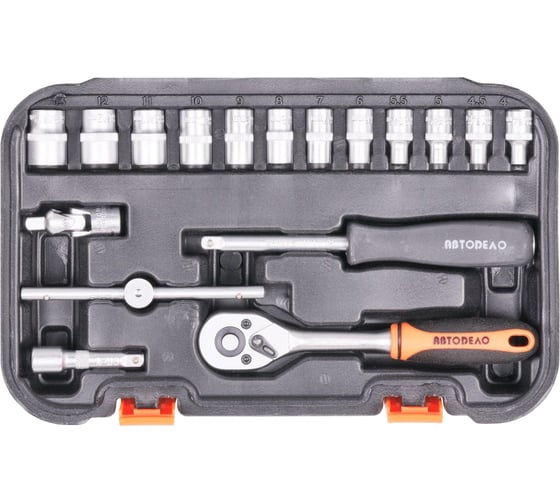 Набор торцевых головок АвтоDело 1/4" DR 17 предметов 39917 13700