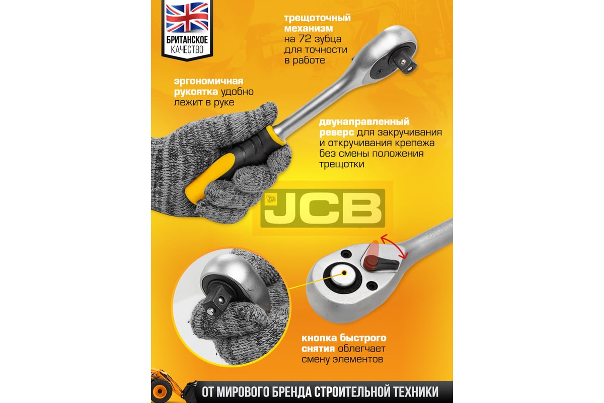 Набор инструментов JCB 82 пр., 1/4