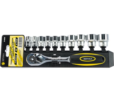 Набор торцевых головок с трещоткой Эврика 3/8 DR 10-24мм 11 предметов ER-96080 940522
