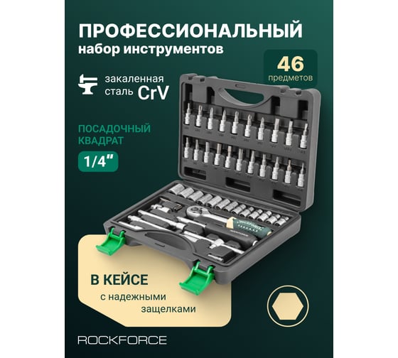 Набор торцевых головок и насадок Rockforce 46 предметов RF-2462-5(1080)