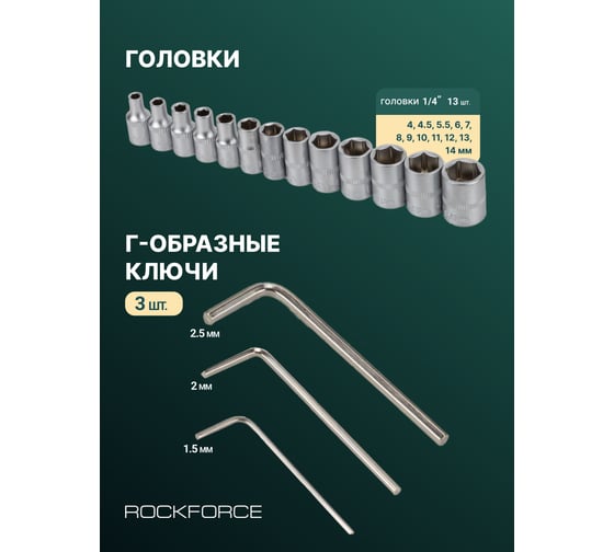 Набор торцевых головок и насадок Rockforce 46 предметов RF-2462-5(1080)