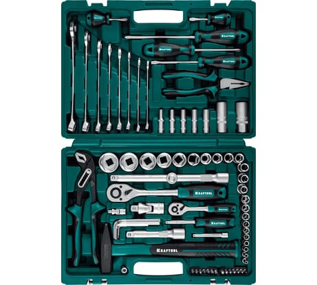 Универсальный набор инструмента KRAFTOOL Extrem-76 76 предм., (1/2"+3/8"+1/4") 27889-H76