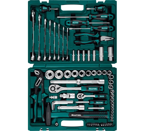 Универсальный набор инструмента KRAFTOOL Extrem-76 76 предм., (1/2"+3/8"+1/4") 27889-H76