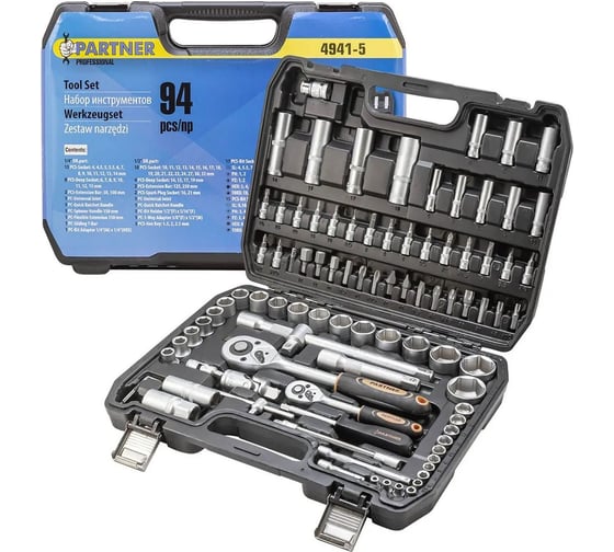 Набор инструментов Partner 94 пр.1/4", 1/2" 6-гранные, 4-32 мм PA-4941-5(51986) 1