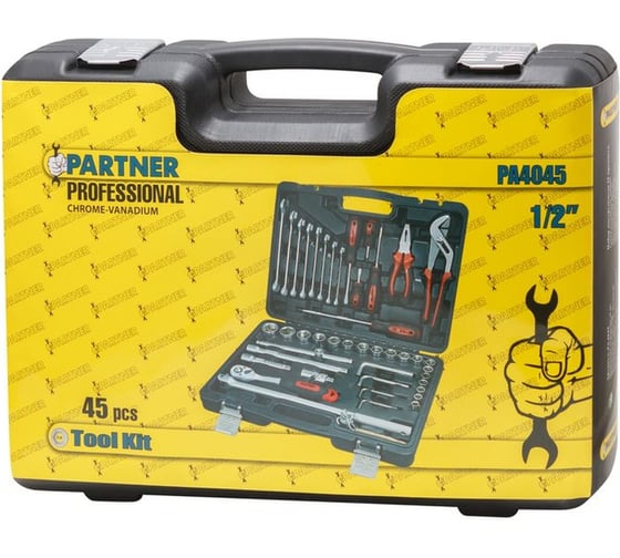 Набор инструмента Partner 1/2" 6-гранные, 10-32 мм, 45 предметов PA-4045(7755)