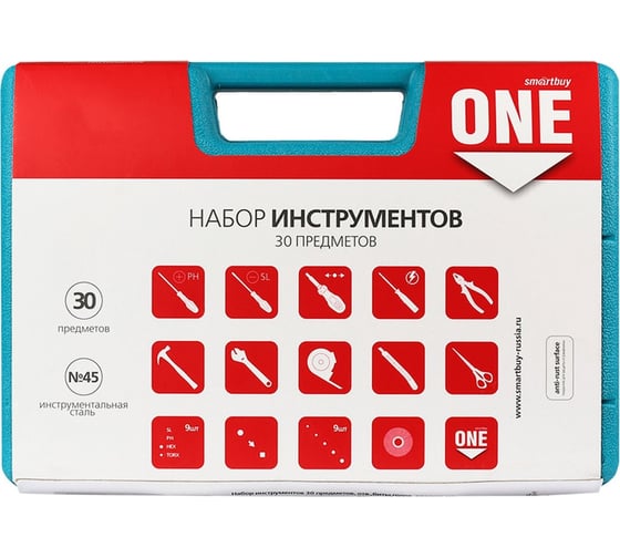 Набор инструментов Smartbuy 30 предметов, отвертки, биты, головки, плоскогубцы, молоток SBT-TS-31P1