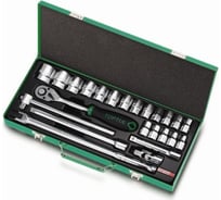 Набор головок TOPTUL 1/2" 8-32 мм, 6 гранные, металлический кейс, 24 предмета GCAD2403