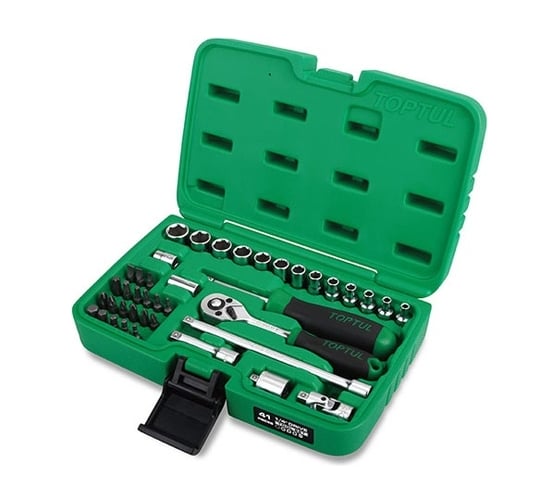 Набор головок TOPTUL 1/4" 4-14 мм, 6 гранные, 41 предмет GCAI4102