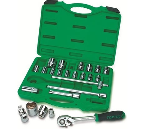 Набор головок TOPTUL 1/2" 8-32 мм, 6 гранные, 24 предмета GCAI2407